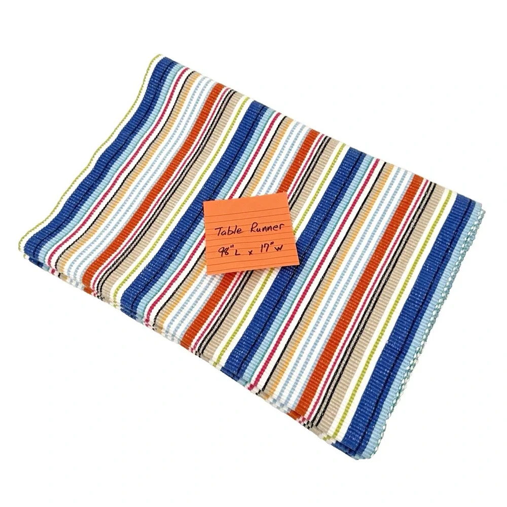Table Runner Beach Colors Blue Orange Green Stripes 98